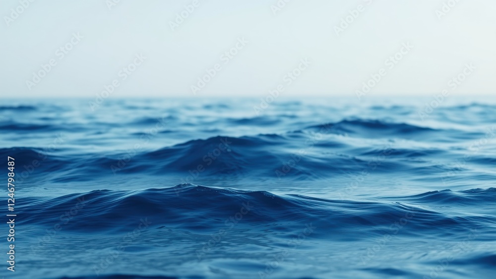 Fototapeta premium Serene Ocean Waves A Close-Up View of the Deep Blue Sea's Gentle Undulation
