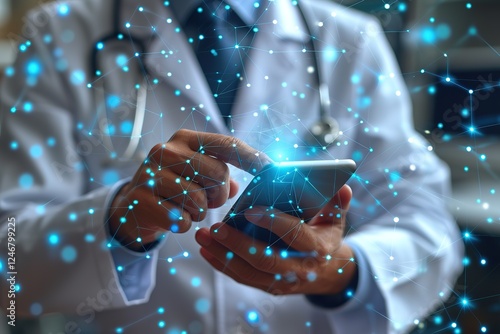 Online healthcare technology and Medical emergency Doctor using smart phone connect to medical data and premium medical service in global network Telemedicine service to develop people wellness