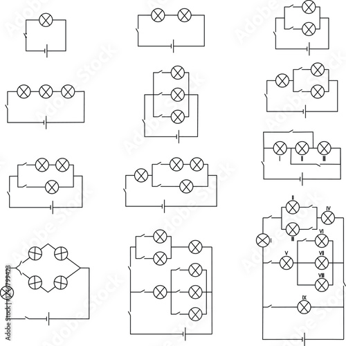Parallel circuit connection. Vector illustration isolated on a white background