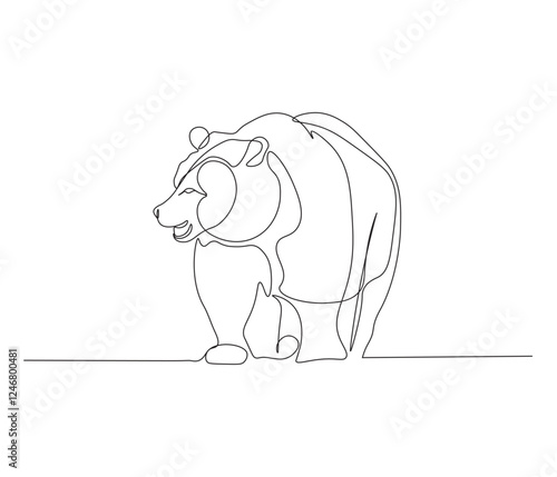 One continuous line drawing of grizzly kodiak bear. single line of brown bear drawing. editable stroke