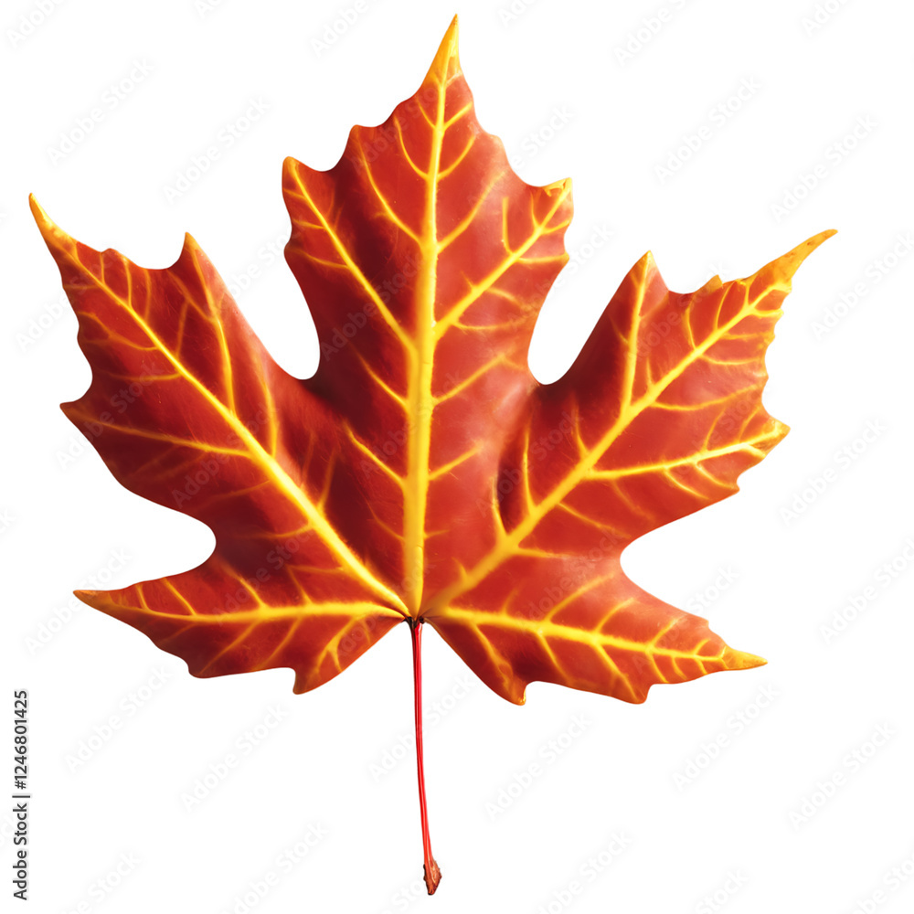 Fototapeta premium Vibrant Autumn Maple Leaf, Isolated on White Background