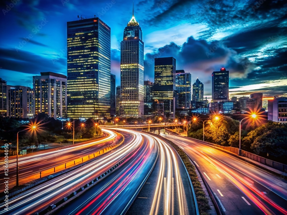Long Exposure Cityscape Silhouette - Urban Building Night Photography Long Exposure Cityscape Silhouette - Urban Building Night Photography