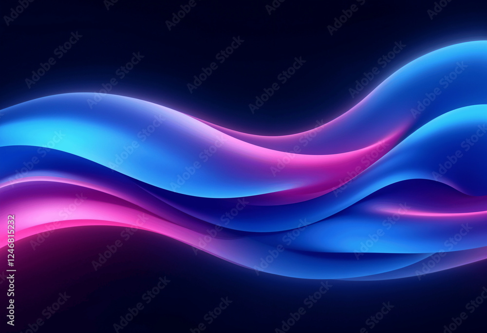 Abstract Blue Pink Neon Waves, Fluid Dynamic Design, Glowing Curves Abstract Blue Pink Neon Waves, Fluid Dynamic Design, Glowing Curves