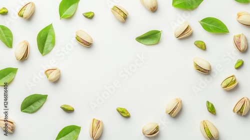 Wallpaper Mural Pistachio with leaves on white background Torontodigital.ca