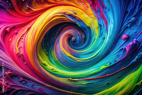 Wallpaper Mural Bright fluorescent colors swirl in a neon abstract painting; a psychedelic, textured canvas masterpiece. Torontodigital.ca