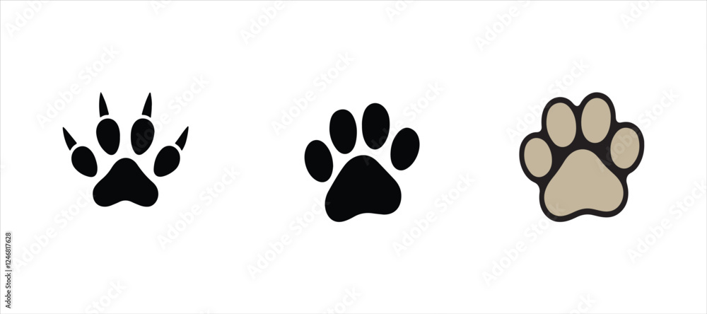 Fototapeta premium Animal footprint vector illustration on white background, bear, dog, paw footprint icon
