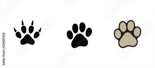 Animal footprint vector illustration on white background, bear, dog, paw footprint icon