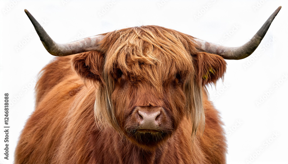 highland cow portrait on white background highland cow portrait on white background
