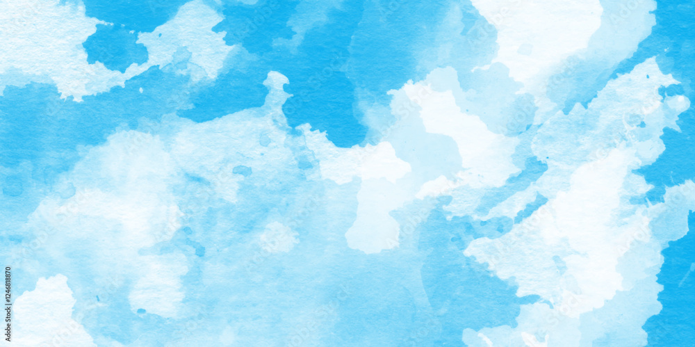 Fototapeta premium Turquoise color handmade blue vector watercolor texture, This is sky blue watercolor splash, bright multicolor hand drawn blue watercolor illustration, Sky in watercolor painting soft textured.