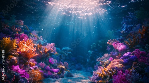 Wallpaper Mural Vibrant Underwater Coral Reef with Sunlight Rays Torontodigital.ca