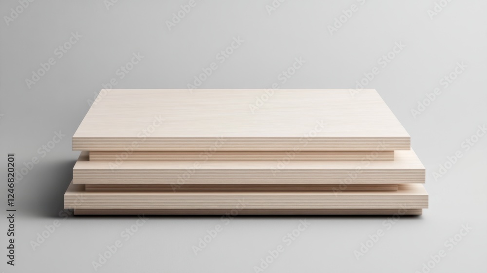 Minimalist Wooden Planks Stacked Neatly on a Light Gray Background for Interior Design and Crafting Projects Minimalist Wooden Planks Stacked Neatly on a Light Gray Background for Interior Design and Crafting Projects