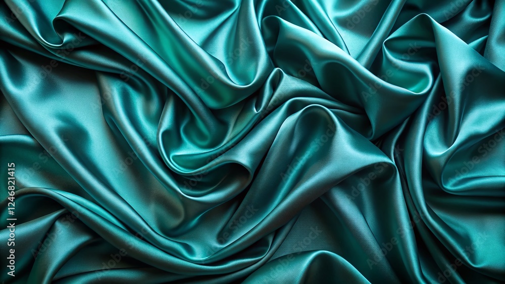 Fototapeta premium Luxurious Blue-Green Silk Satin Drapery for Festive Occasions