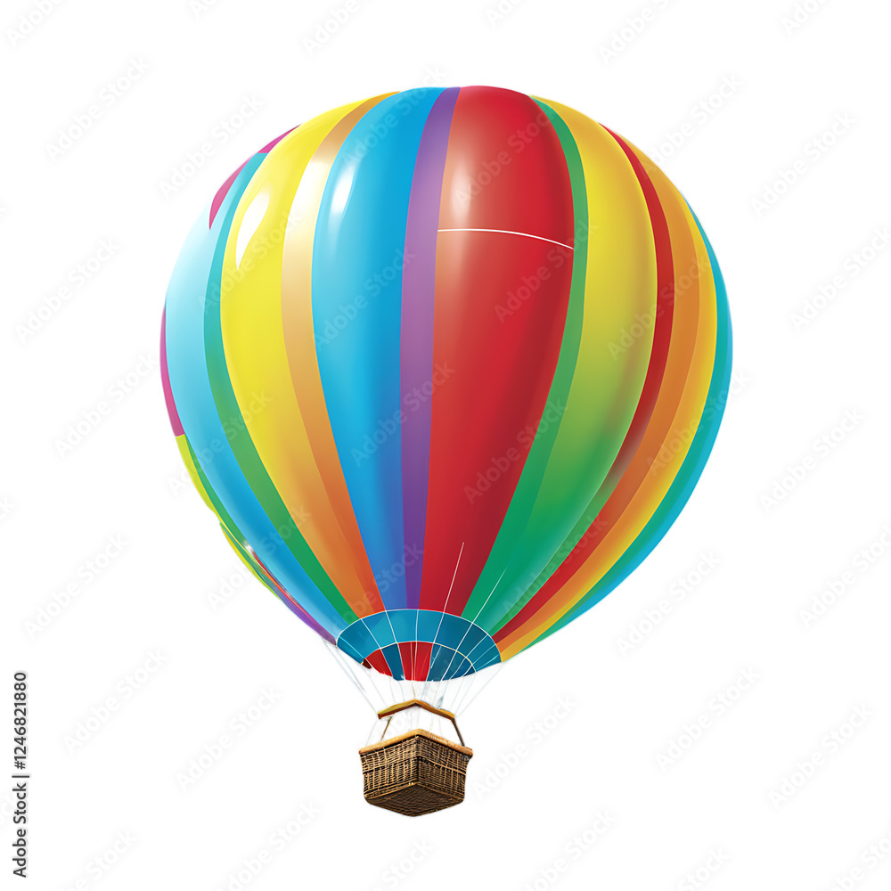 Fototapeta premium Colorful Hot Air Balloon in Flight – Isolated on White Background