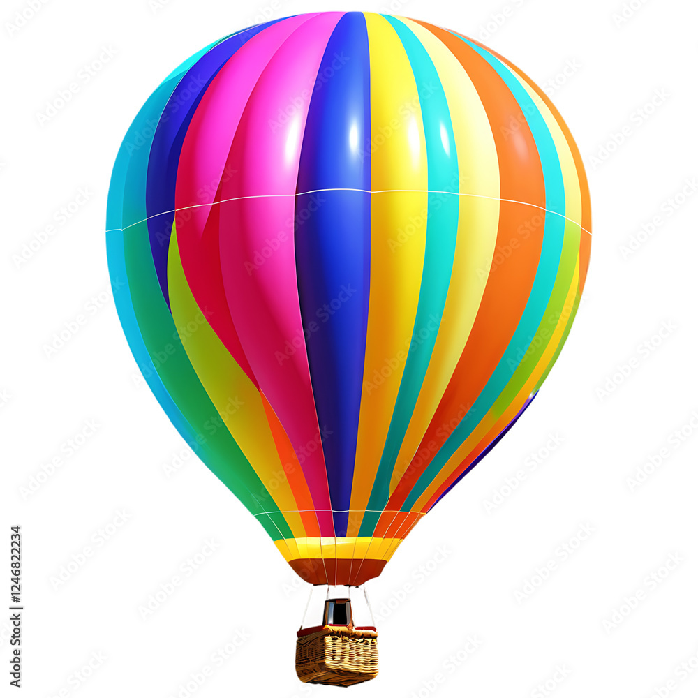 Fototapeta premium Colorful Hot Air Balloon in Flight – Isolated on White Background