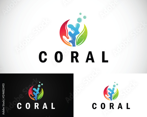 coral reef logo creative natural hand care ocean fish