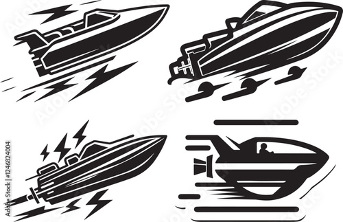 High-Speed Watercraft Energy Waves Dynamic Graphic