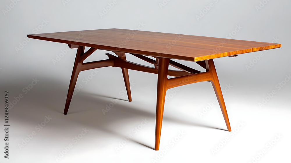 A wooden table with a long top and legs. generated using AI A wooden table with a long top and legs. generated using AI