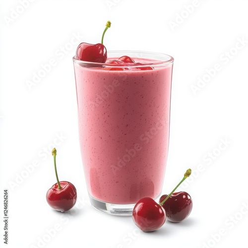 Wallpaper Mural Cherry smoothie in a glass with fresh cherries on a white background. Torontodigital.ca