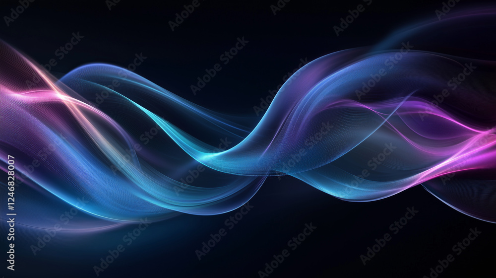 Mesmerizing abstract composition of glowing digital waves in deep blue, neon turquoise, and violet, with interconnected data streams and soft ambient lighting, creating a futuristic sci-fi aesthetic. Mesmerizing abstract composition of glowing digital waves in deep blue, neon turquoise, and violet, with interconnected data streams and soft ambient lighting, creating a futuristic sci-fi aesthetic.