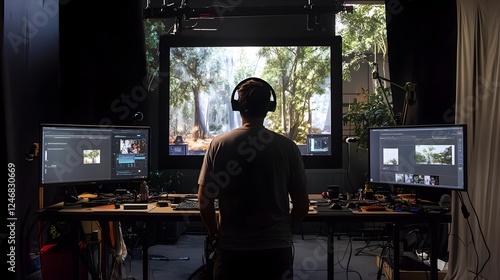 Film Editor Working on Nature Scene in Post Production