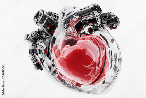 Innovative heart model showcasing a blend of organic and mechanical elements in striking design photo