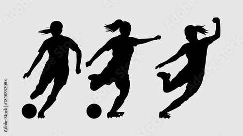 Soccer Player Silhouette Icons Set for Women