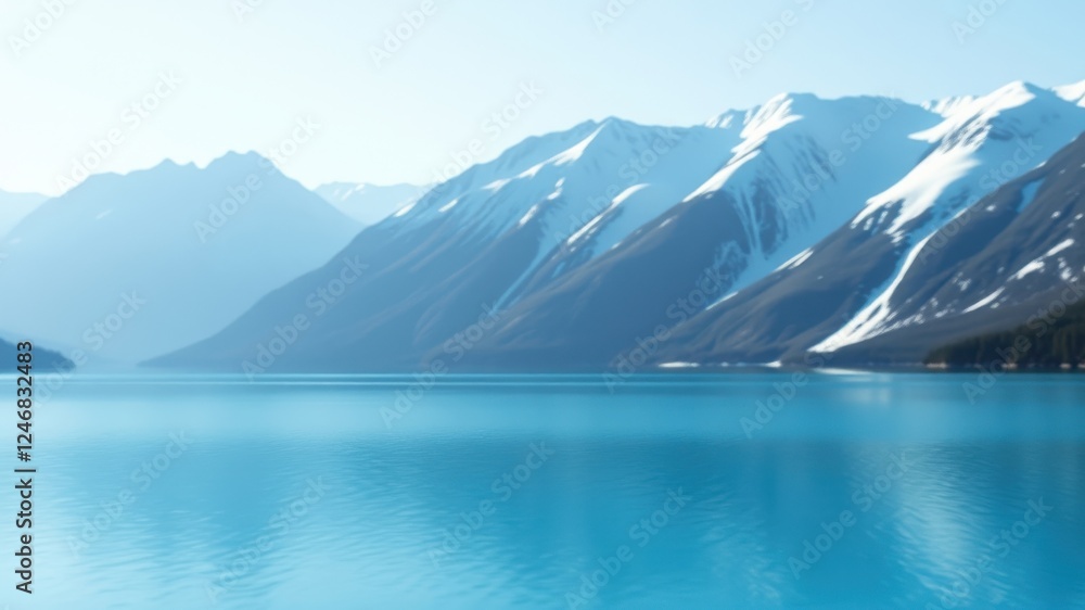 Obraz premium Serene Aqua Lake Reflections of Snowy Mountain Peaks