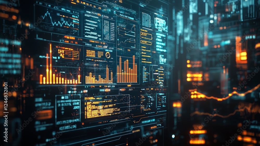 Futuristic Digital Dashboard with Data Visualizations Futuristic Digital Dashboard with Data Visualizations