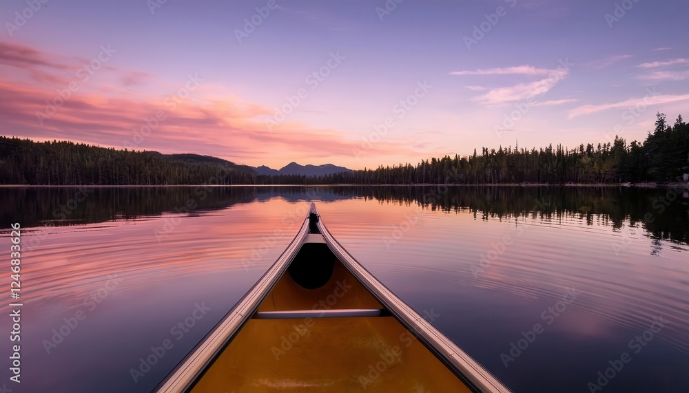 Serene summer evening on tranquil lake with vibrant skies and lush landscapes Serene summer evening on tranquil lake with vibrant skies and lush landscapes