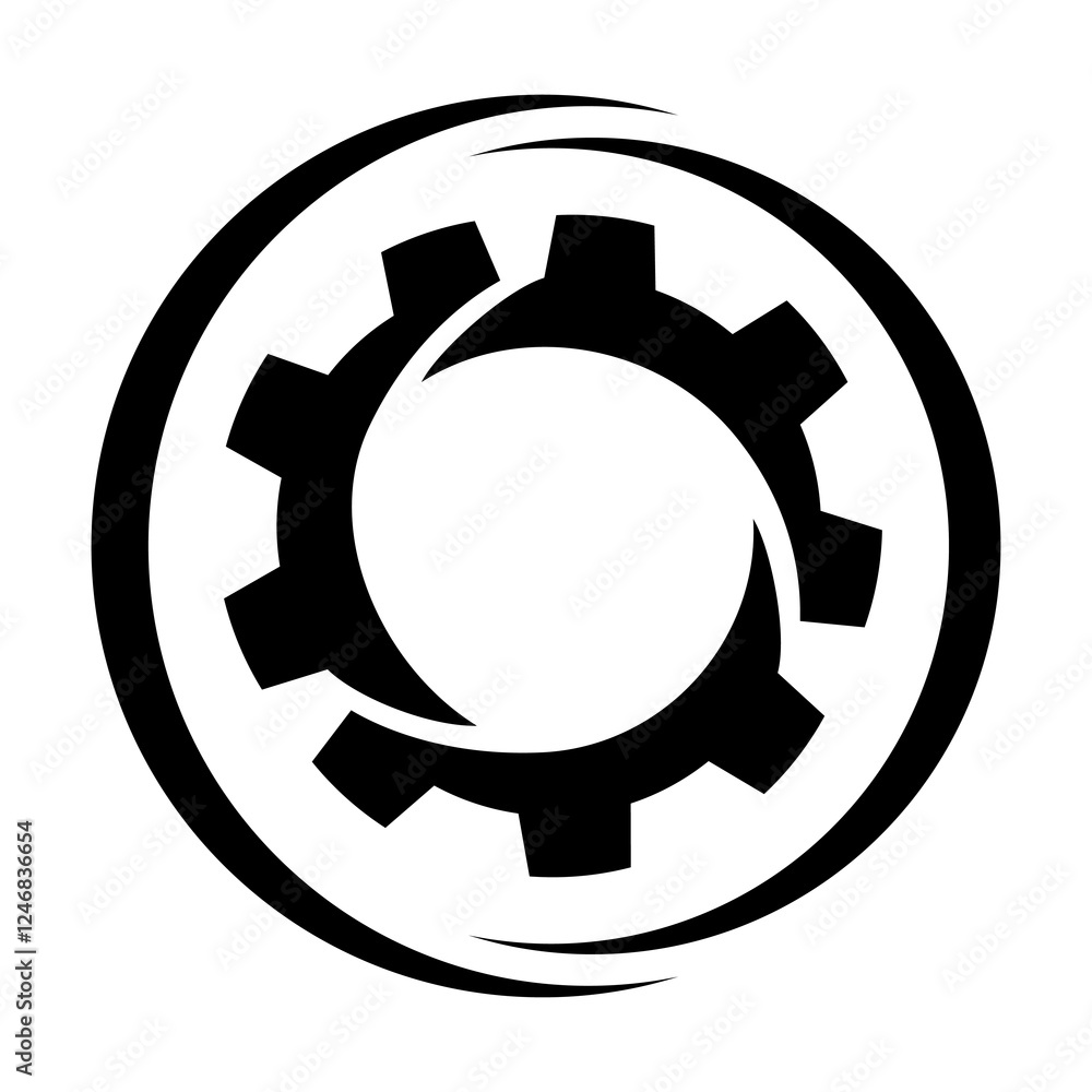 Gear silhouette vector icon,simple minimalist and modern design,isolated on white background,can be for signs or logo Gear silhouette vector icon,simple minimalist and modern design,isolated on white background,can be for signs or logo