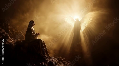 The annunciation angel gabriel delivers god s message to mary beneath divine light
