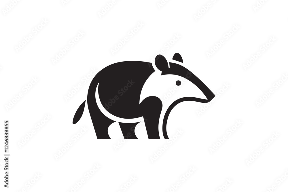Obraz premium tapir black color vector silhouette illustration isolated in white background