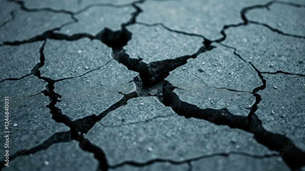 Obraz premium Close-up view of cracked earth, showing texture and detail of arid land
