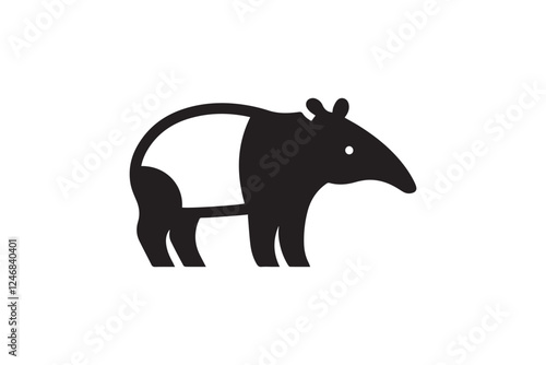 tapir black color vector silhouette illustration isolated in white background