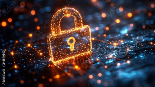 Wallpaper Mural Glowing digital lock, network, security, abstract Torontodigital.ca