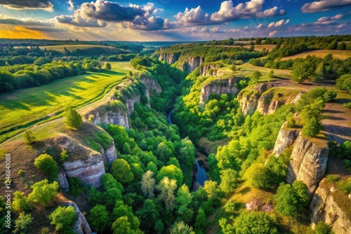 Drone captures Ukraine's Cherkasy Region: Buki Canyon's dramatic landscape revealed in stunning aerial detail. photo