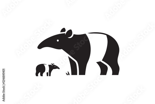 tapir black color vector silhouette illustration isolated in white background