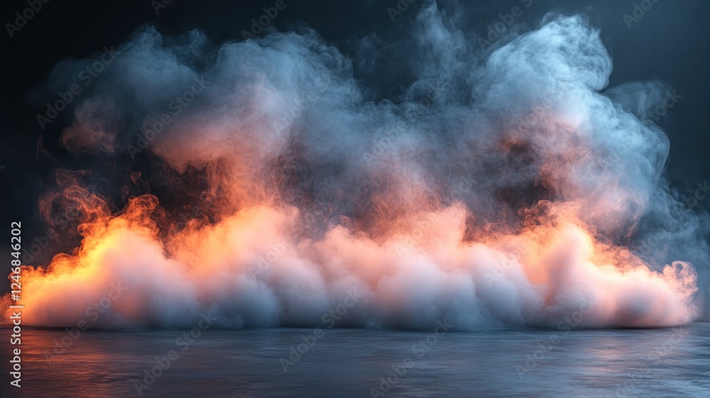 Fototapeta premium Glowing smoke cloud studio background