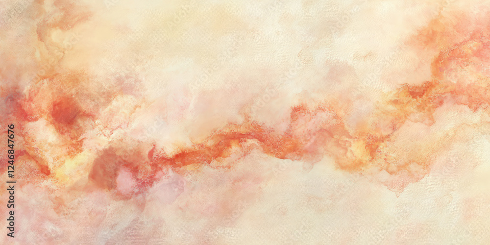 Obraz premium A peach fuzz abstract background with a soft watercolor texture, where the peach tones blend in delicate layers with hints of pastel pinks and oranges.
