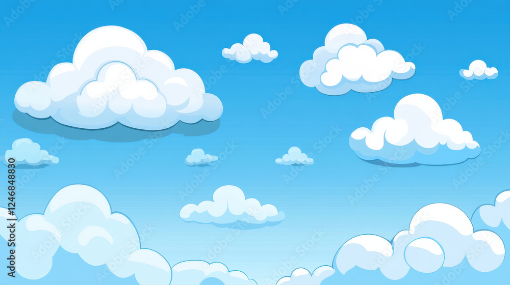 simple background of clear blue sky with fluffy clouds simple background of clear blue sky with fluffy clouds