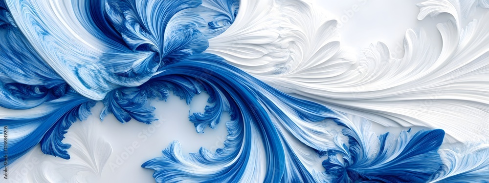 Fototapeta premium A close-up of swirling blue and white color 