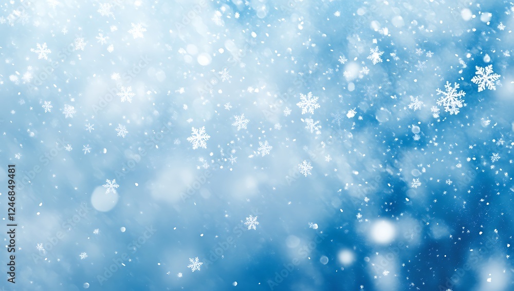 Falling Snowflakes on a Blue Background Creating a Winter Wonderland Scene with a Magical and Dreamy Atmosphere Falling Snowflakes on a Blue Background Creating a Winter Wonderland Scene with a Magical and Dreamy Atmosphere
