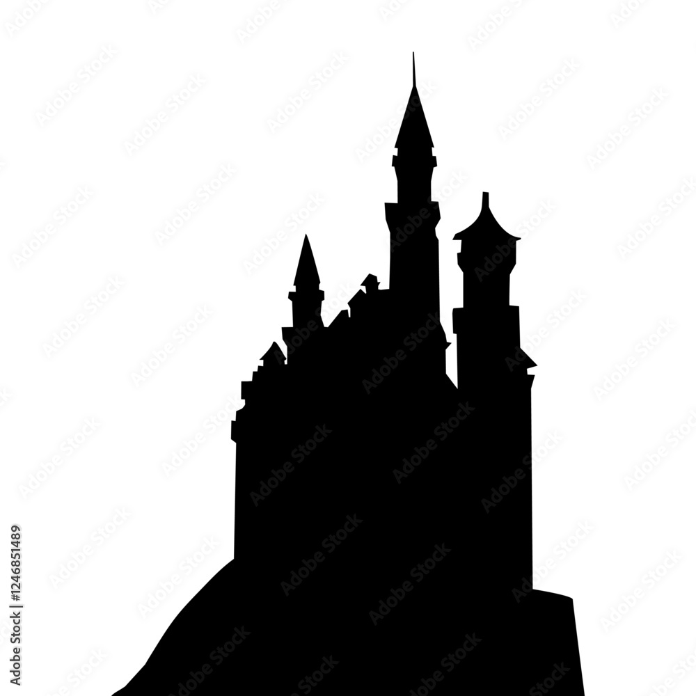 castle silhouette on white background vector castle silhouette on white background vector