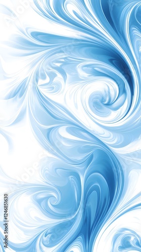 A close-up of swirling blue and white color
