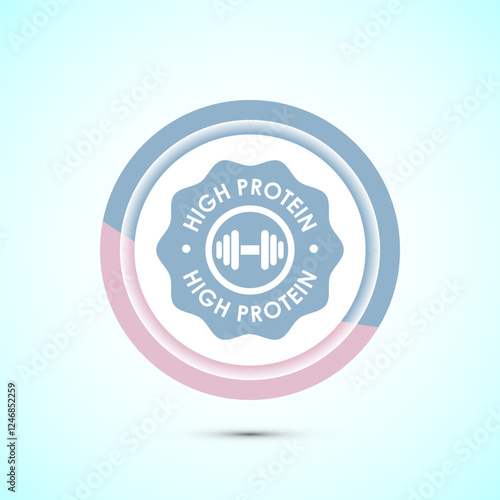 High protein icon, High protein label design for packaging, Nutrition healthy eating badge, Pastel color button design