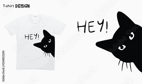 "Cat say hey funny" - Funny Cat looking out of the corner - Cat face that spy on you funny,  For stickers, t-shirts,mugs, etc. Eps 10