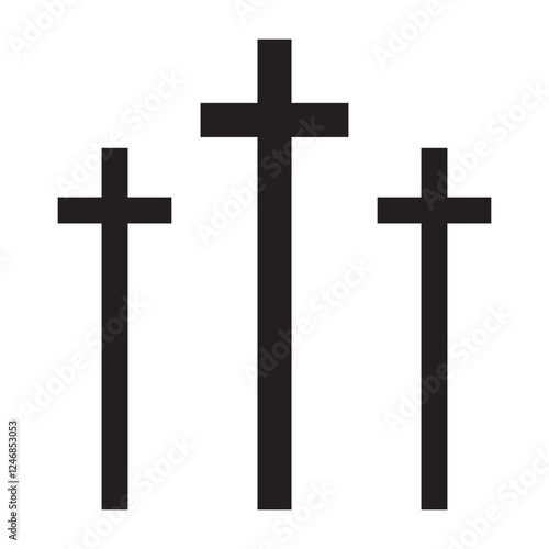 Set of Simple Black and White Christian Crosses