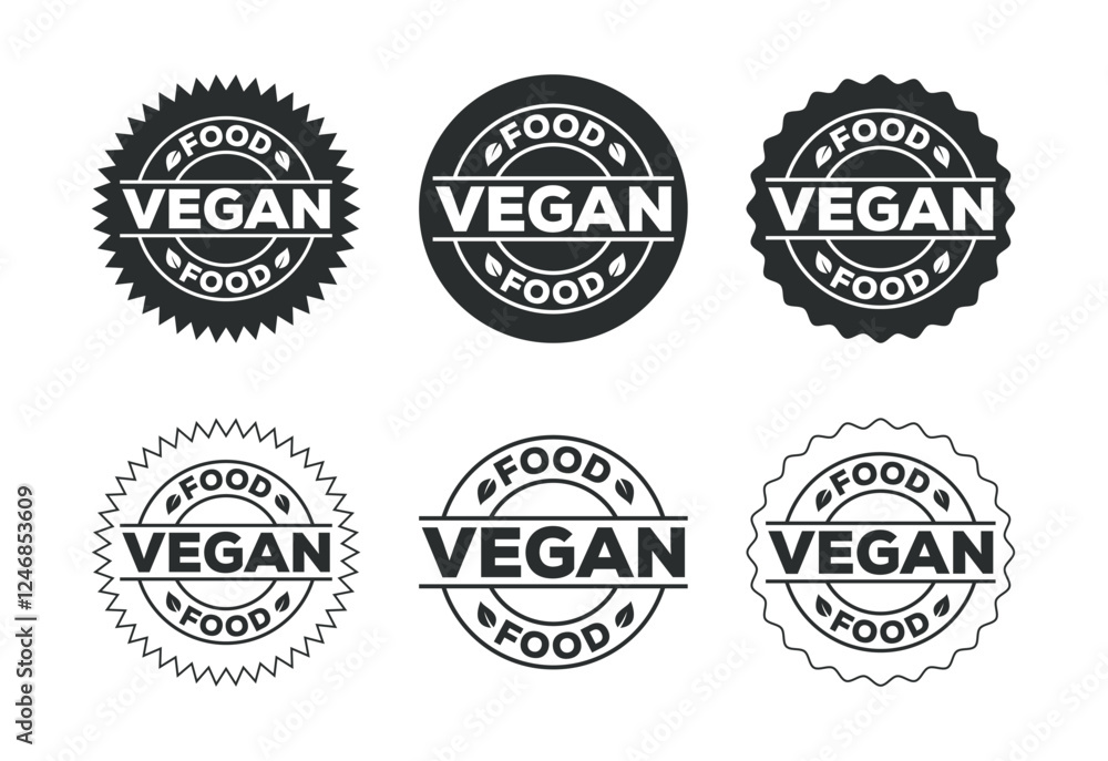 Obraz premium Vegan food icon design illustration. Bio, Ecology, Organic logos and label. Vegan food diet icon