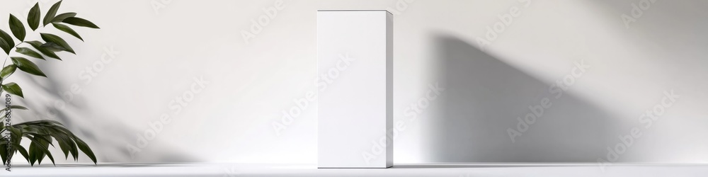 professional design of tall rectangular box with edges placed on smooth white background with soft shadows and copy professional design of tall rectangular box with edges placed on smooth white background with soft shadows and copy