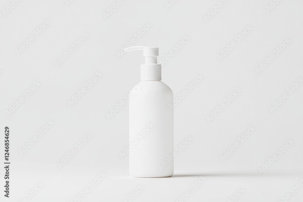 professional mockup of lotion bottle with pump isolated on pristine white background with soft diffused lighting and professional mockup of lotion bottle with pump isolated on pristine white background with soft diffused lighting and
